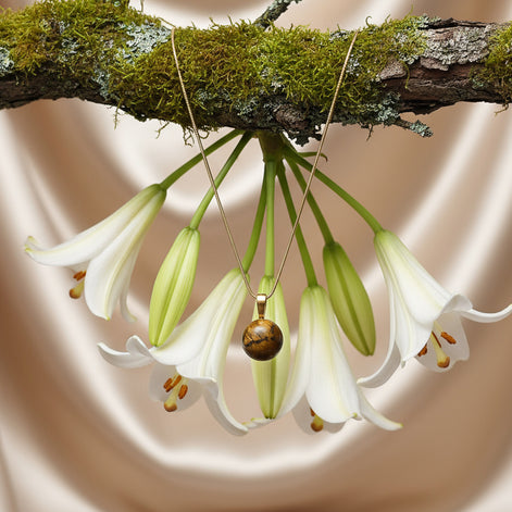 Collier et Pendentif en oeil de tigre doré, Au choix