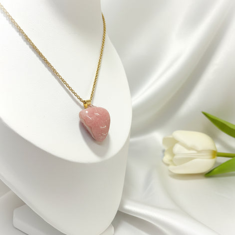 Collier en Rhodochrosite sur acier inoxydable