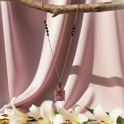 Sautoir doré en Améthyste et unaloom