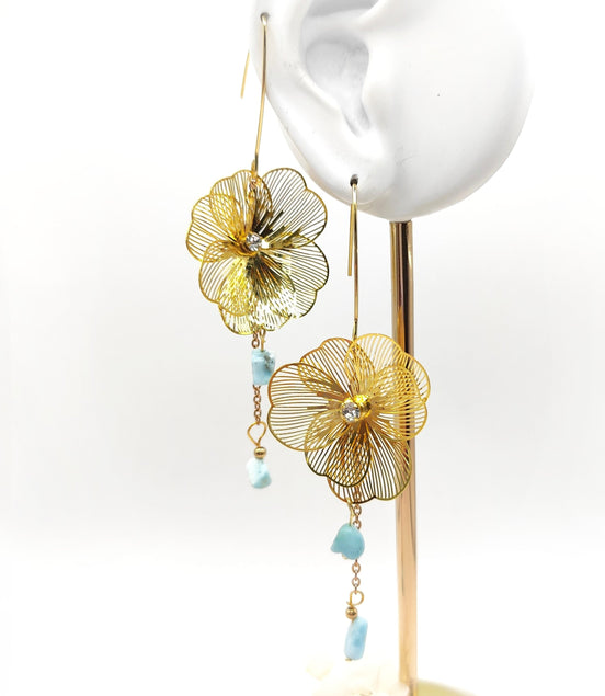 Boucles d’oreilles dorées Fleur & Larimar
