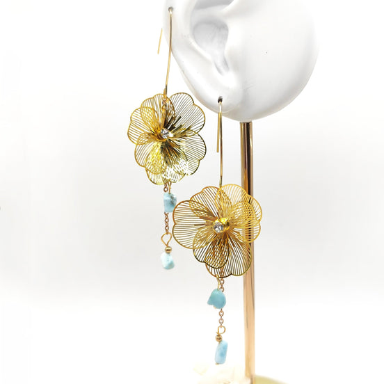 Boucles d’oreilles dorées Fleur & Larimar