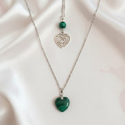 collier argenté malachite