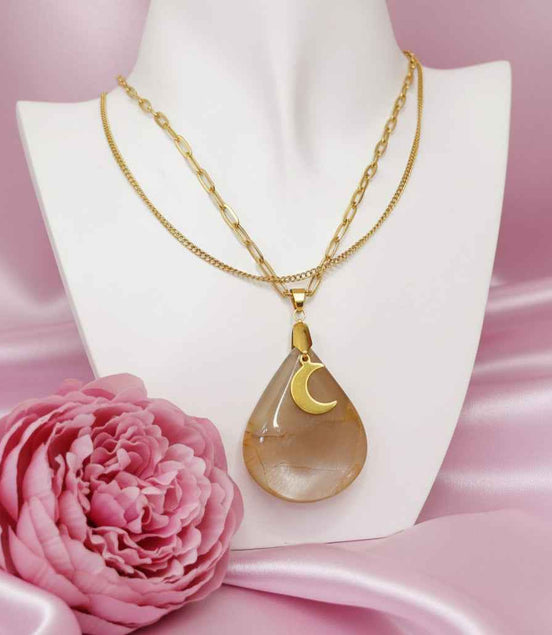 Collier Lune rousse en pierre de lune