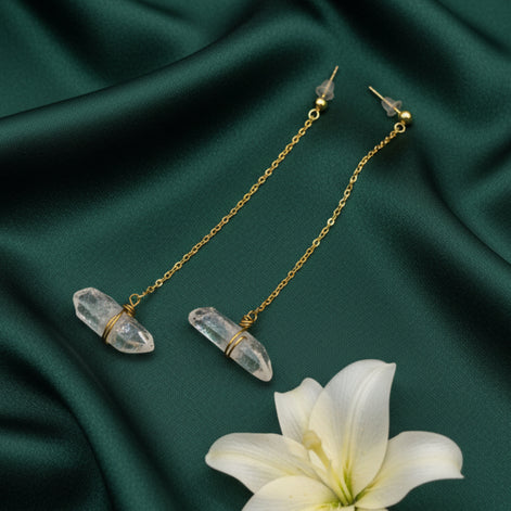 Boucles "Éclat Cristallin" pointes de quartz