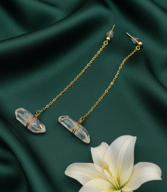 Boucles "Éclat Cristallin" pointes de quartz