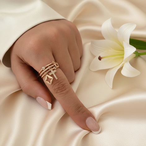 Bague doré en acier inoxydable