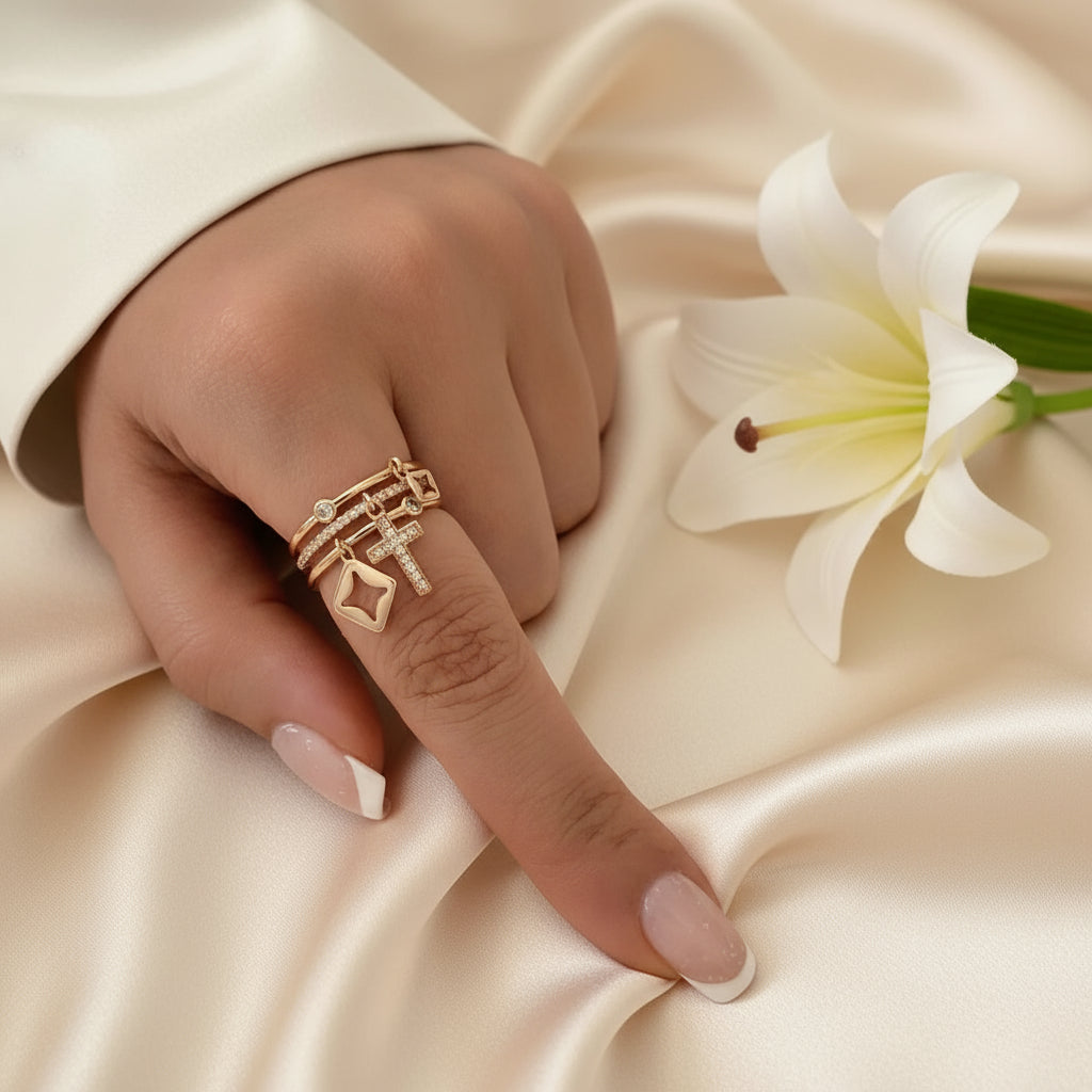 Bague doré en acier inoxydable