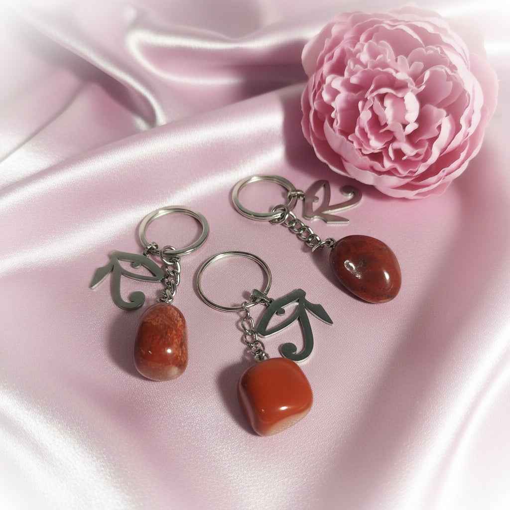 Porte-clés protecteur en Jaspe Rouge – Courage & Protection