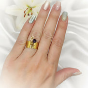 Bague doré, argenté, au choix perle de pierre et acier ajustable