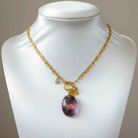 Parure Collier unalom en fluorite arc en ciel