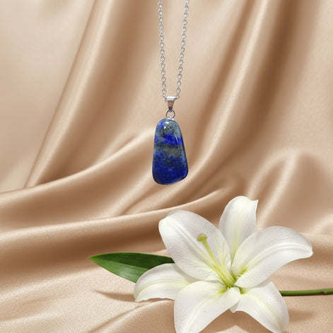 Pierre de Lapis lazuli, Pendentif, Collier argenté au choix