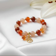 Bracelet Féminin Sacré sur Mesure — Pierre de Lune, Cornaline & Jaspe Rouge