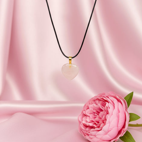collier coeur de quartz rose enfant ado