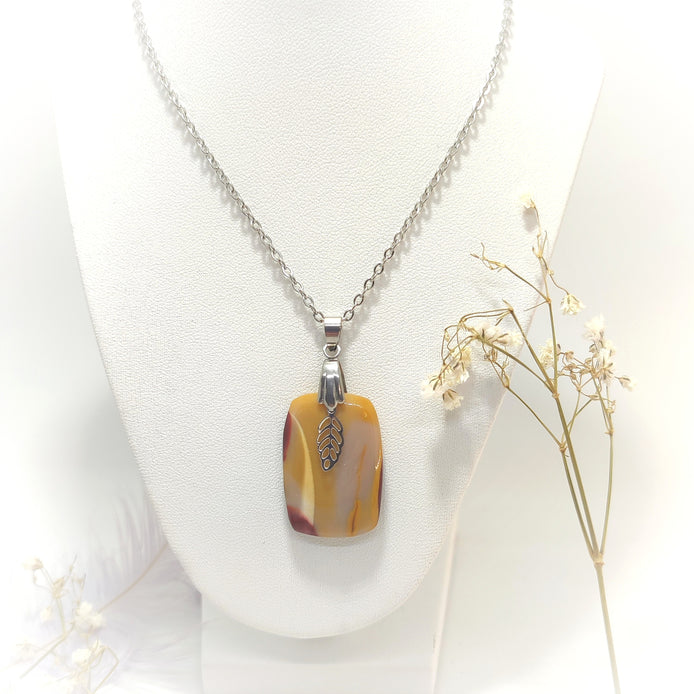 Collier en Jaspe Mokaïte extra "Courage & Harmonie"