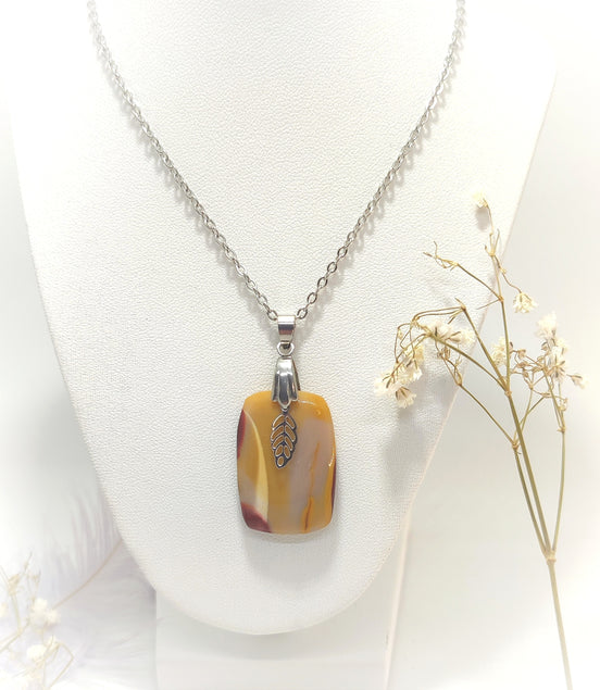 Collier en Jaspe Mokaïte extra "Courage & Harmonie"