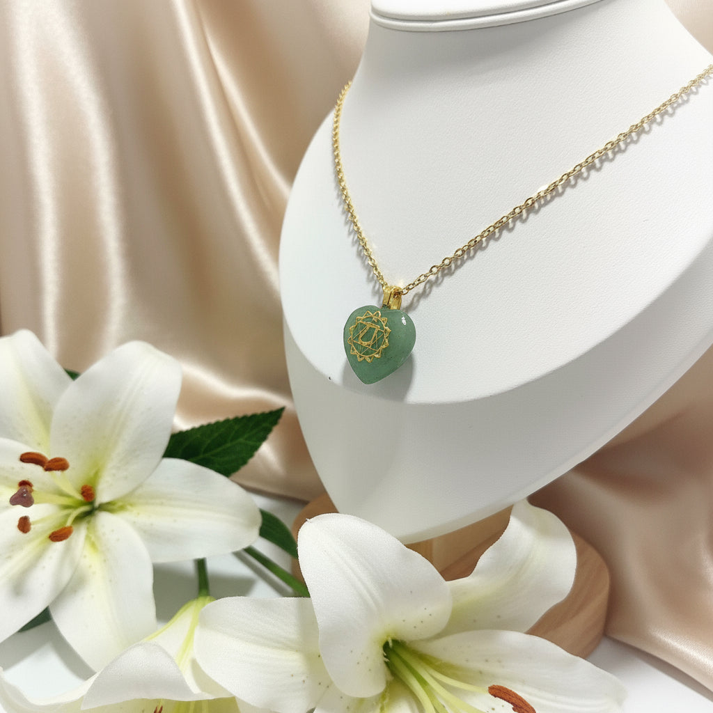 bijou coeur en aventurine verte
