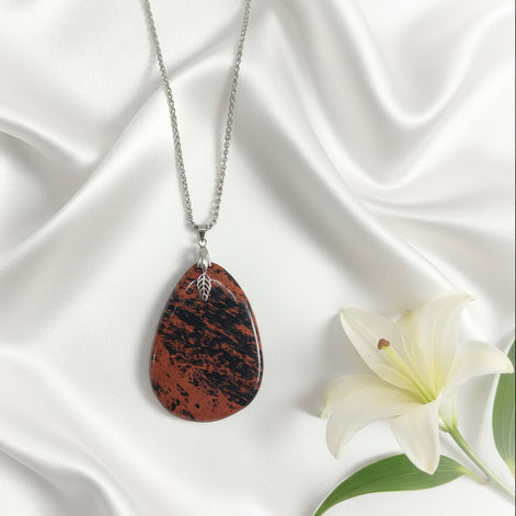 collier obsidienne acajou bijou homme