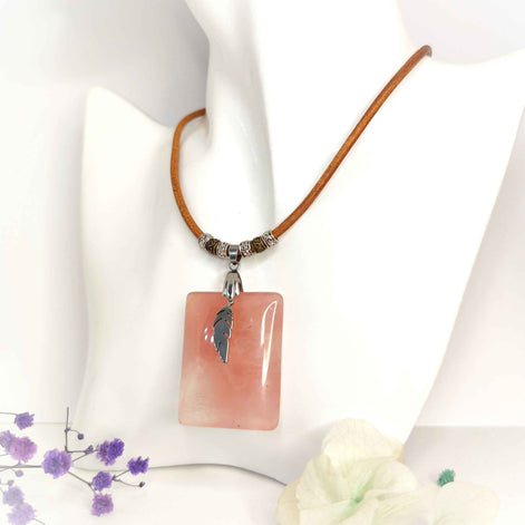 Collier en quartz rose extra gardien de lumière
