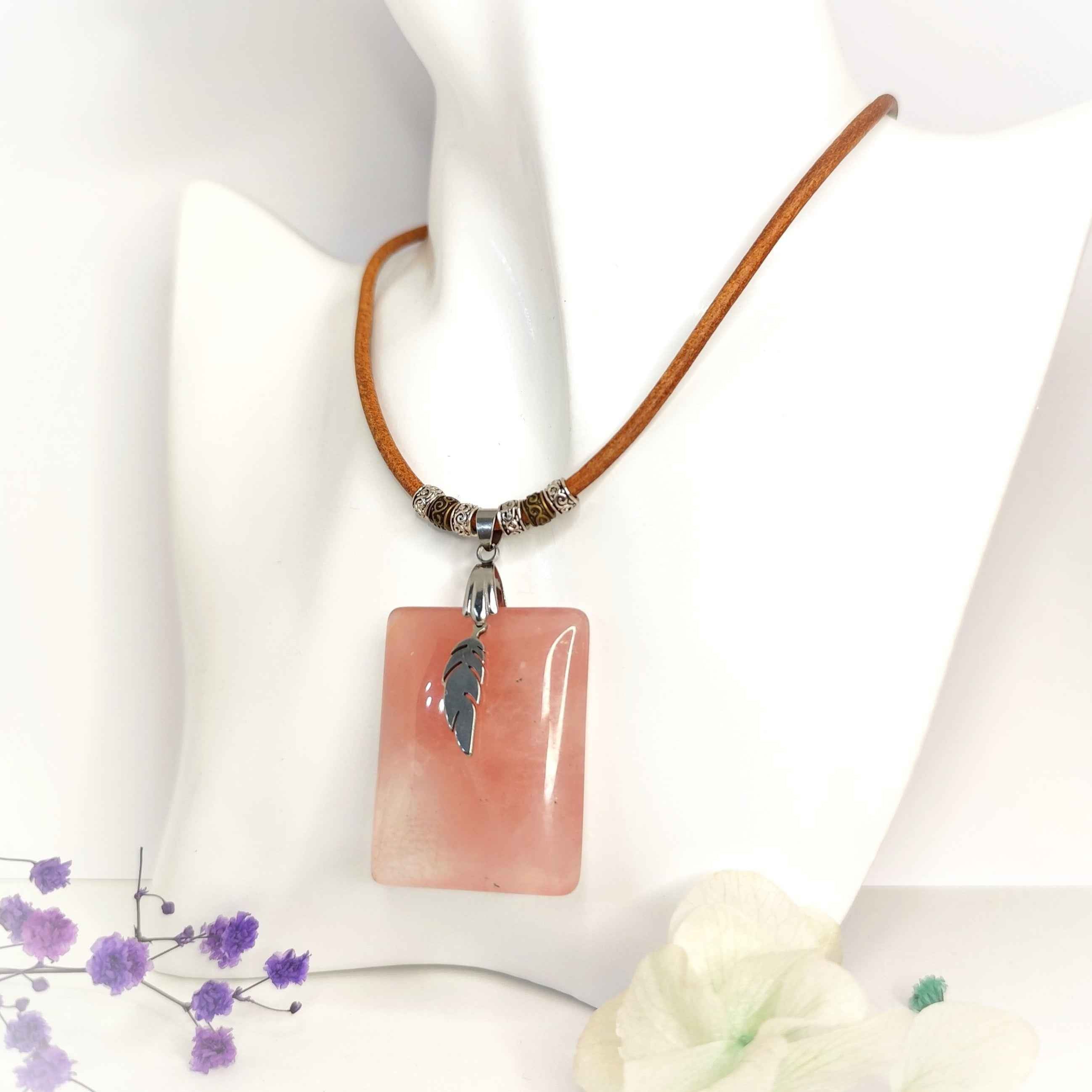Collier en quartz rose extra gardien de lumière