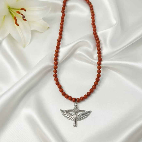 Collier en jaspe rouge, Vitalité & Ancrage, déesse ou serpent