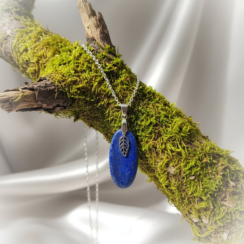 collier argent lapis lazuli