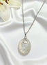 collier argenté pierre de lune blanche