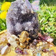 Plateau le paradis de ganesh et géode d'améthyste de 14 cm
