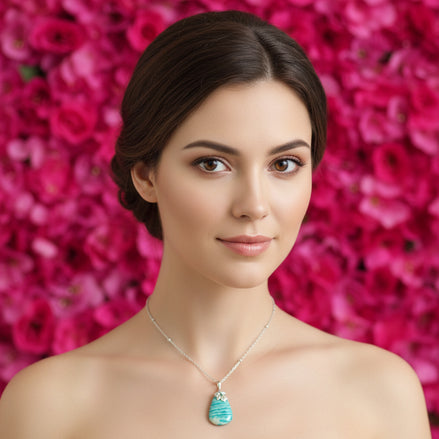 Collier argenté Amazonite extra