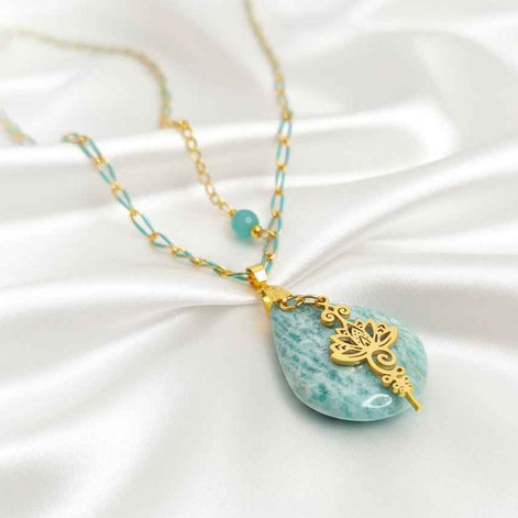 Collier turquoise en Amazonite & unalome