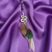 Boucle en améthyste & Plumes sacrées, ailes de fée, doré ou argenté au choix