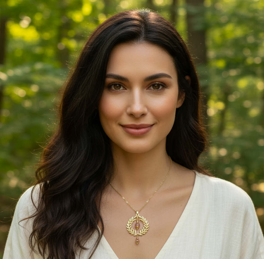 Collier sur mesure – Couronne de Laurier et Pierre Naturelle