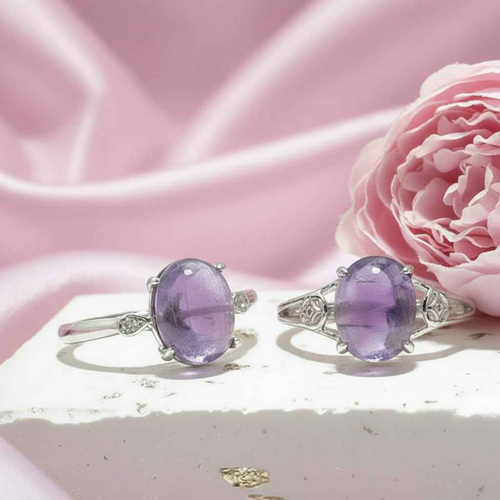 Bague en améthyste argenté au choix