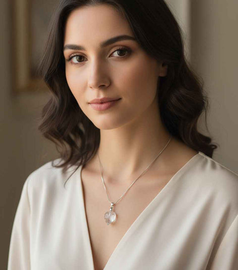 Collier argenté et cristal de roche