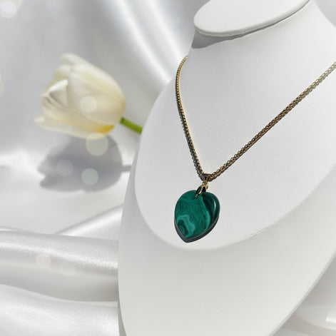 Collier "Appel du coeur" en Malachite, au choix