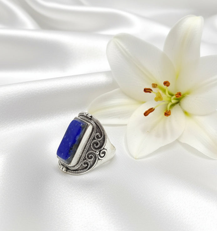 Bague en lapis lazuli ajustable