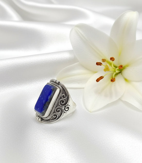 Bague en lapis lazuli ajustable