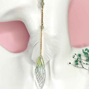 Boucle longue en Plumes sacrées, aventurine ou labradorite