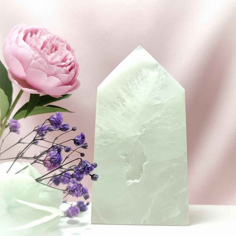 Pointe d'agate et coeur de cristal de roche