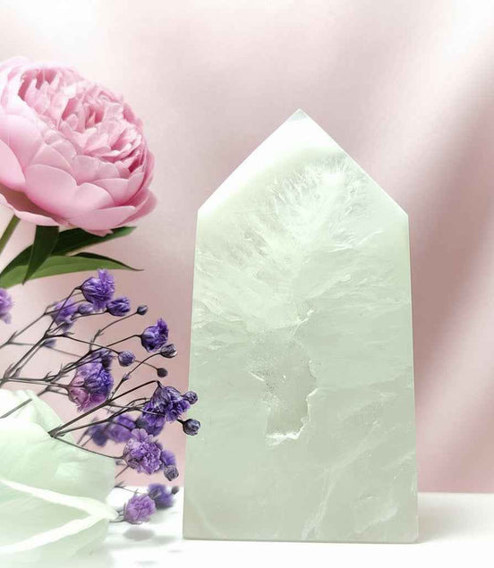 Pointe d'agate et coeur de cristal de roche