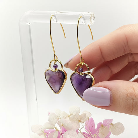 Boucles d'oreilles améthyste fait main