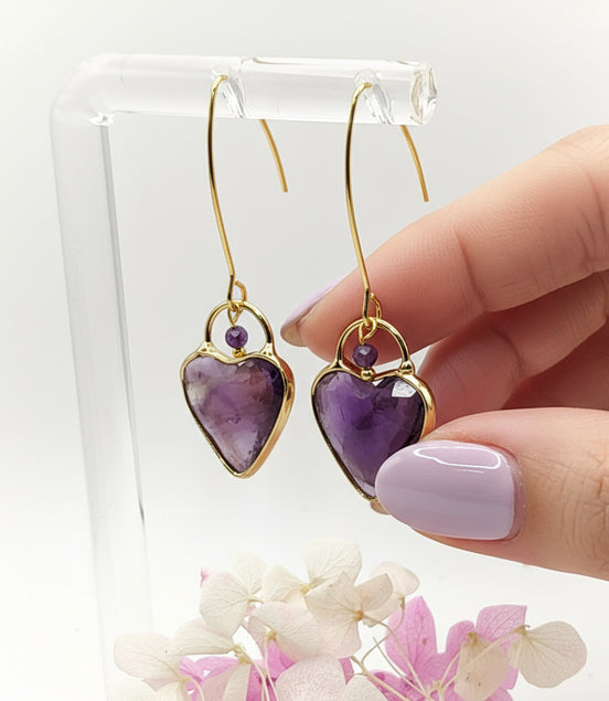 Boucles d'oreilles améthyste fait main