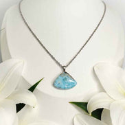 Collier chaine argenté larimar 