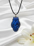Collier noir hibou tête de mort labradorite bleu