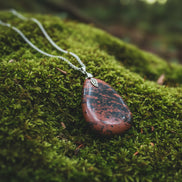 obsidenne acajou 7 cm sur chaine argenté