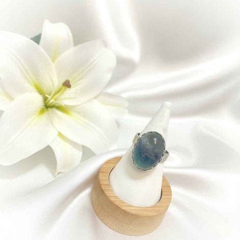 Bague en fluorite et acier inoxydable