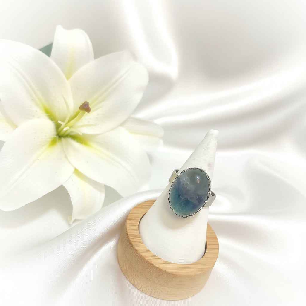 Bague en fluorite et acier inoxydable