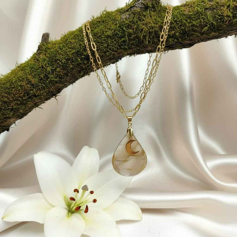 Collier Lune rousse en pierre de lune