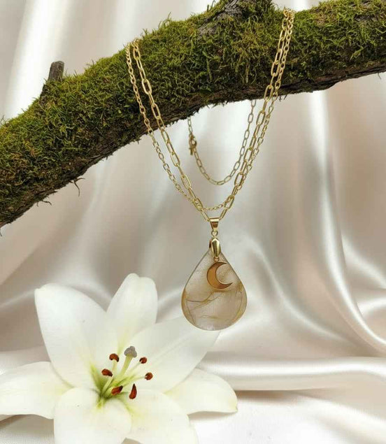 Collier Lune rousse en pierre de lune