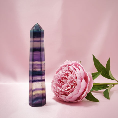 Fluorite coloré violette, verte, jaune roulées, en pointe, au choix