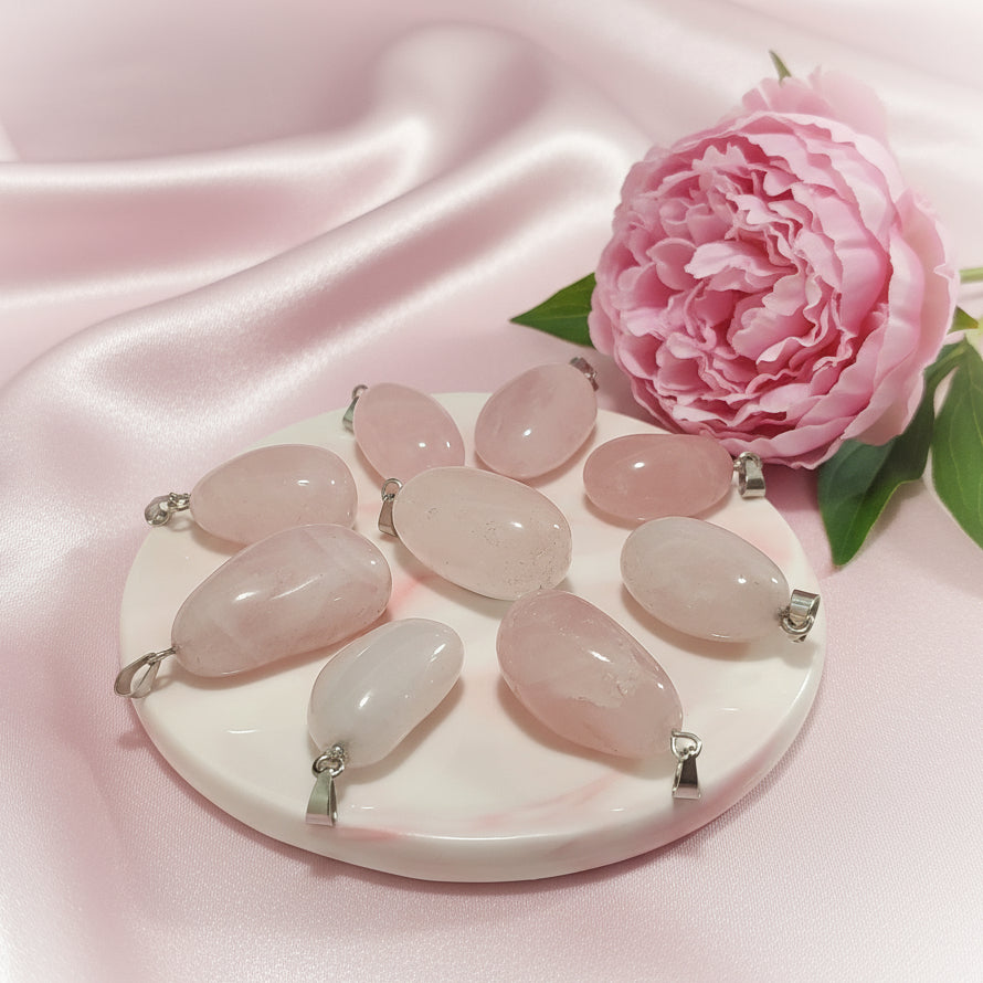 pendentif pas cher en pierres rose enfant ado